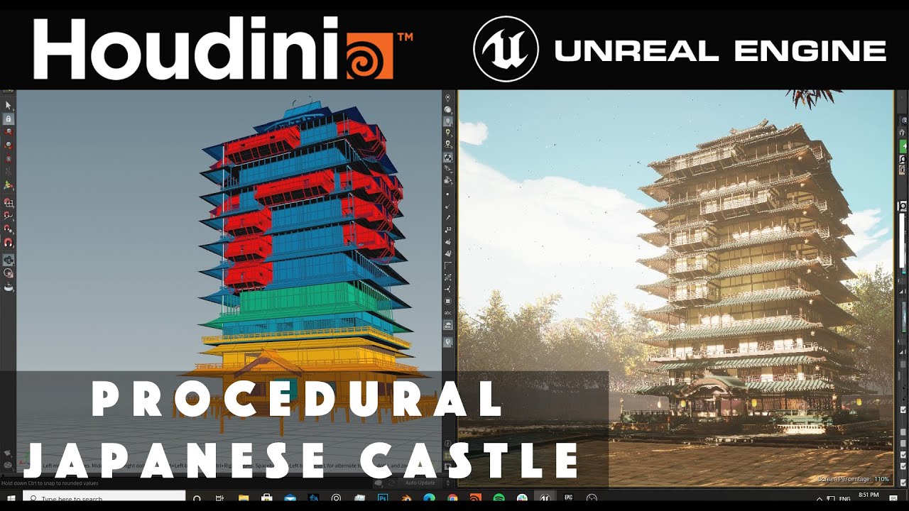 Houdini Tutorial Procedural Japanese Castle in Unreal Engine 4 Update 2.0