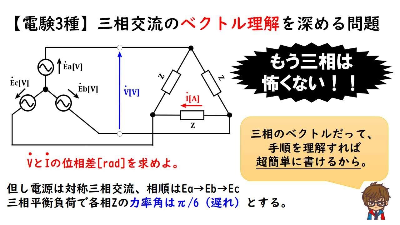 電験3種のための三相交流ベクトルの書き方