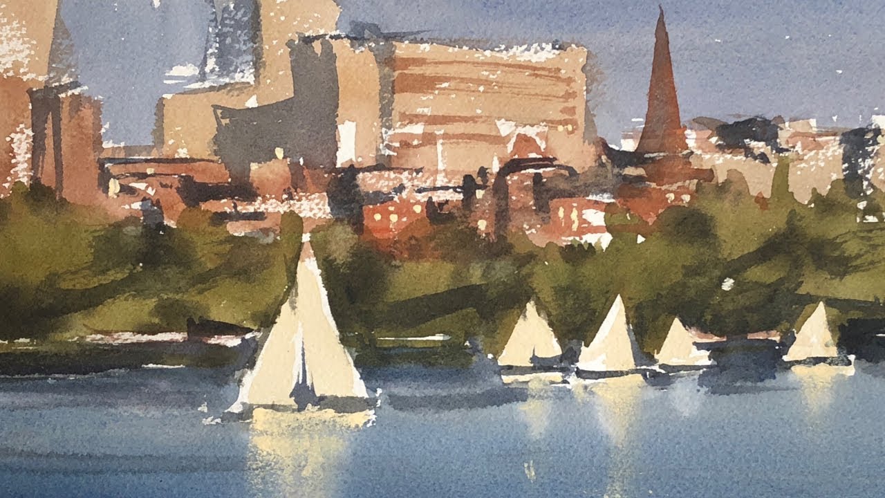 Advancing with Watercolor: Value Patterns "Regatta along the Charles"