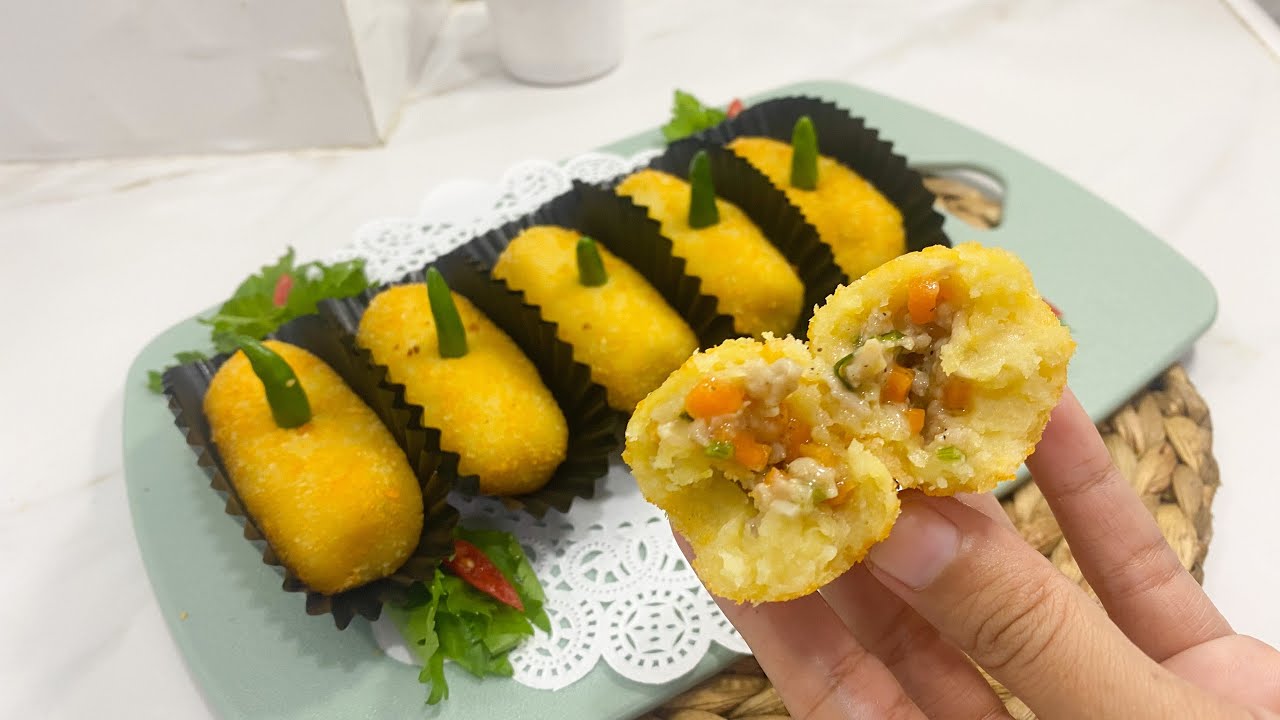 RESEP KROKET KENTANG ISI AYAM LEMBUT GURIH TIDAK MELETUS SAAT DiGORENG BISA DI FROZEEN