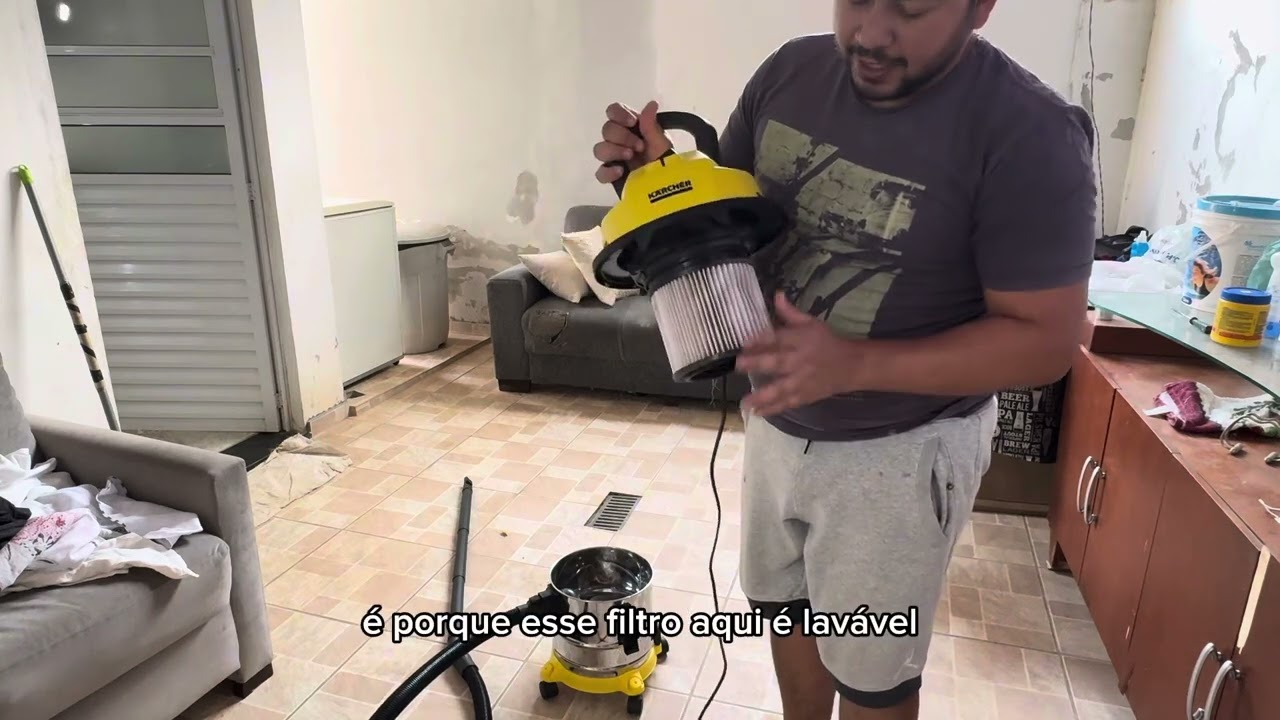Aspirador Água e Pó Karcher WDL1S | 12 Litros, Amarelo veja o video ai