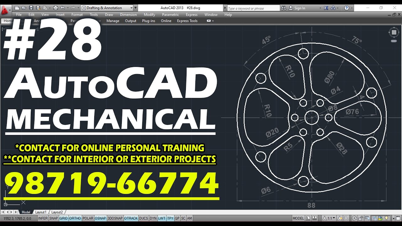 #28 || AUTOCAD MECHANICAL PRACTICE DRAWING ||
