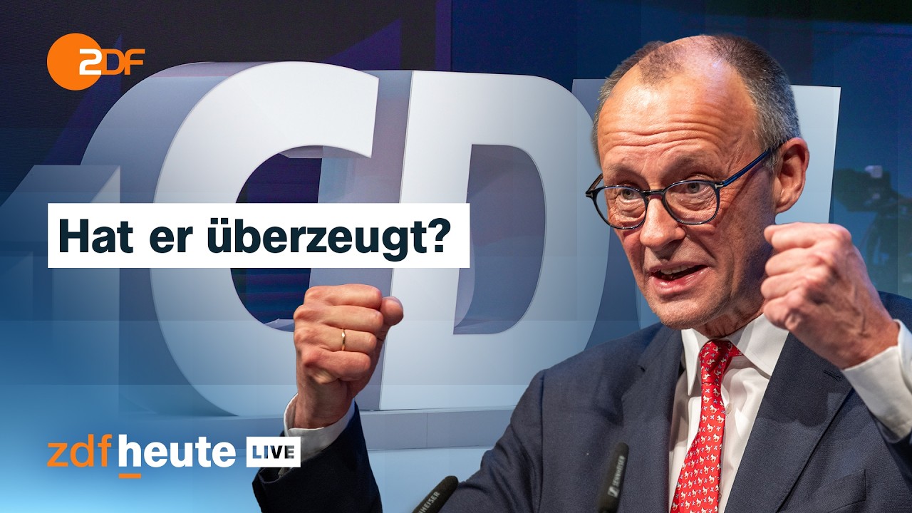 CDU-Parteitag: Rede von Friedrich Merz – Wie groß ist der Rückhalt für den Kanzler? | ZDFheute live