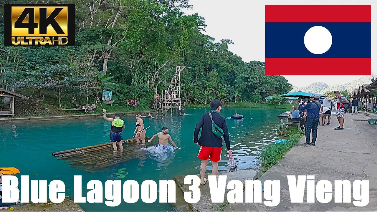 🇱🇦 Blue Lagoon 3 Walk Tour & View Point - Immersion in Vang Vieng, Laos HD 4K 🚶 ບຣູລາກູນ ວັງວຽງ