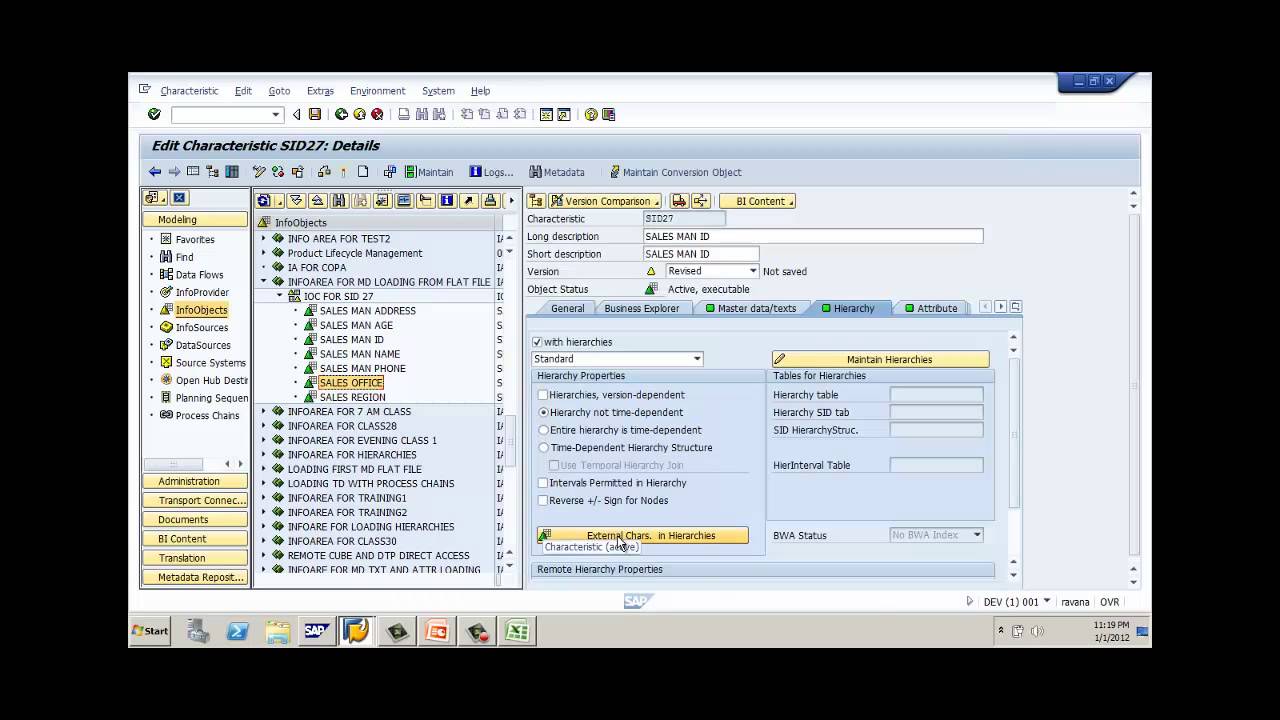 SAP BW Training Video : Master Data Hierarchies Loading from flat file(Excel sheet) into SAP BW