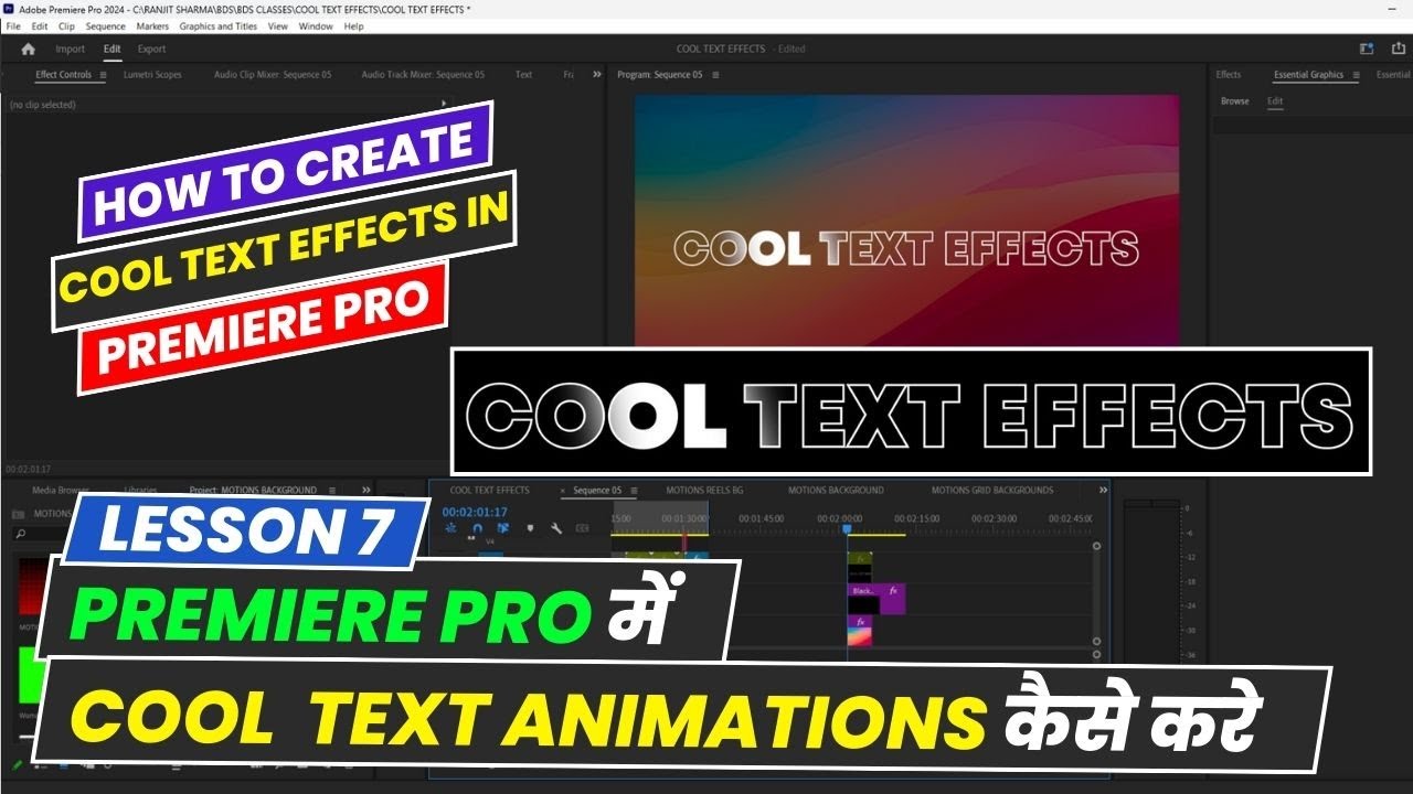 Cinematic Text Effects In Premiere Pro Tutorial In Hindi | RANJIT SHALU VLOGS | @theranjitsharma