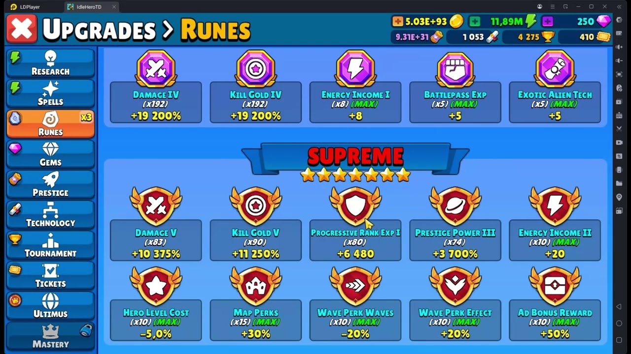 (FR) Idle Hero TD - Setup Gold R500 et Push R500 + point sur le compte.