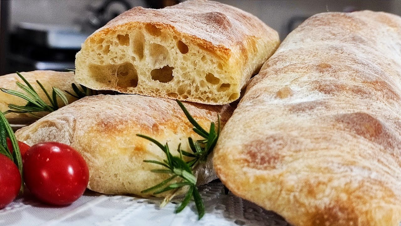 Receita de PÃO CIABATTA feito em casa CROCANTE leve e SABOROSO