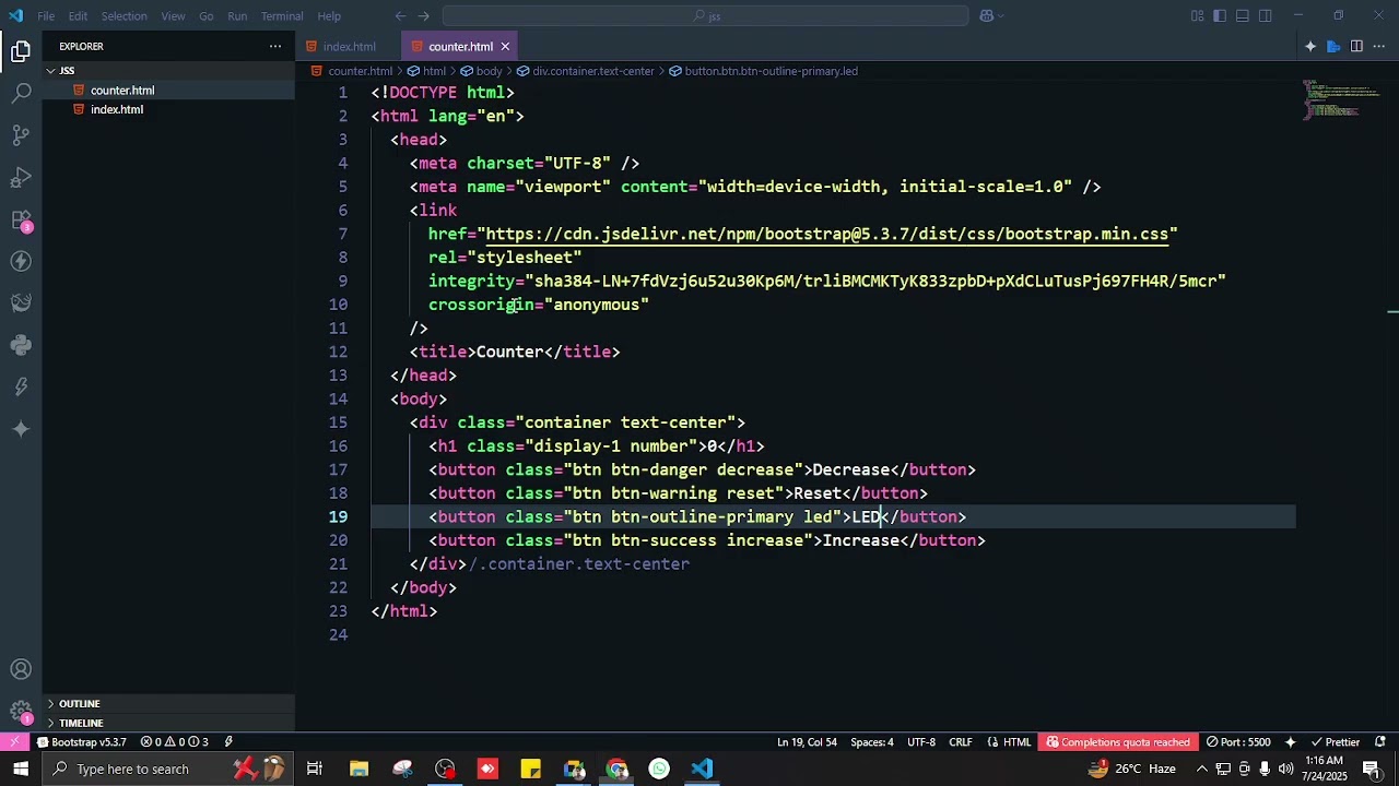 JavaScript Counter Project ⏱️ | Build a Click Counter (Day 7)