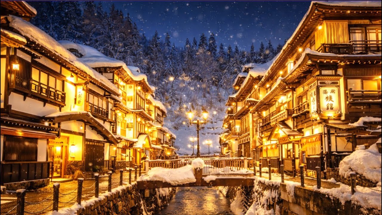 雪の温泉街、大正ロマンの夜へ。