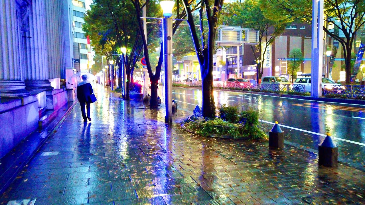 4K Rainy Night Walk in Japan (Nagoya) - Relaxing Rain Sounds For Sleep #ASMR