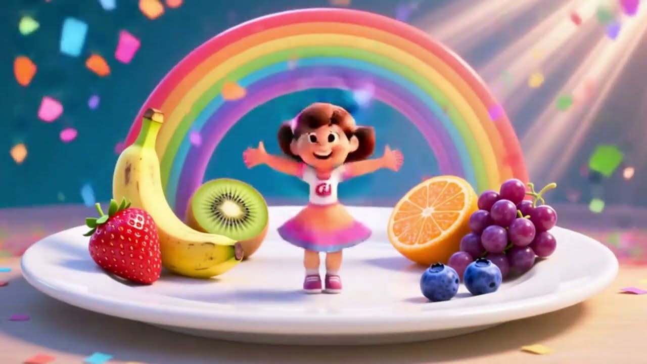 Salada de Frutas do Arco-Íris | Música Infantil NutriCores Kids 🍎🍌🍇🌈
