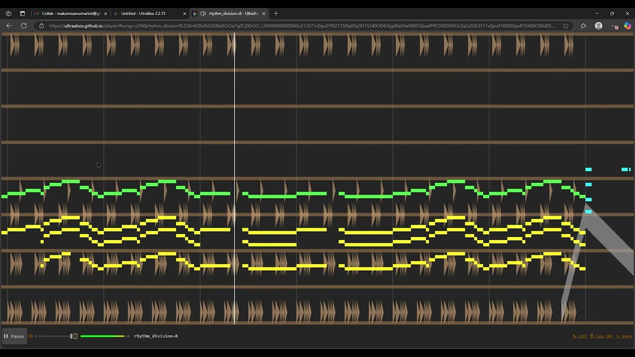 my first time setting the rhythm to 8