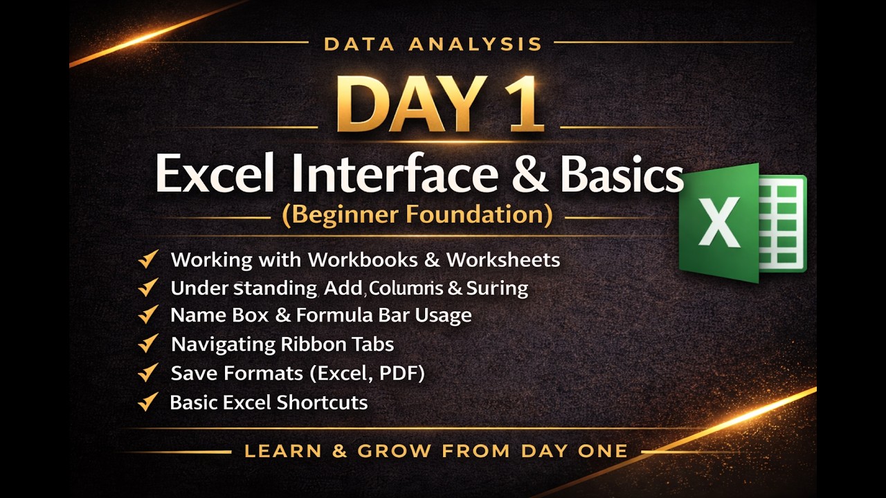 Excel Basics for Data Analysts | Industry Relevant Excel Course for Beginners | Day 1