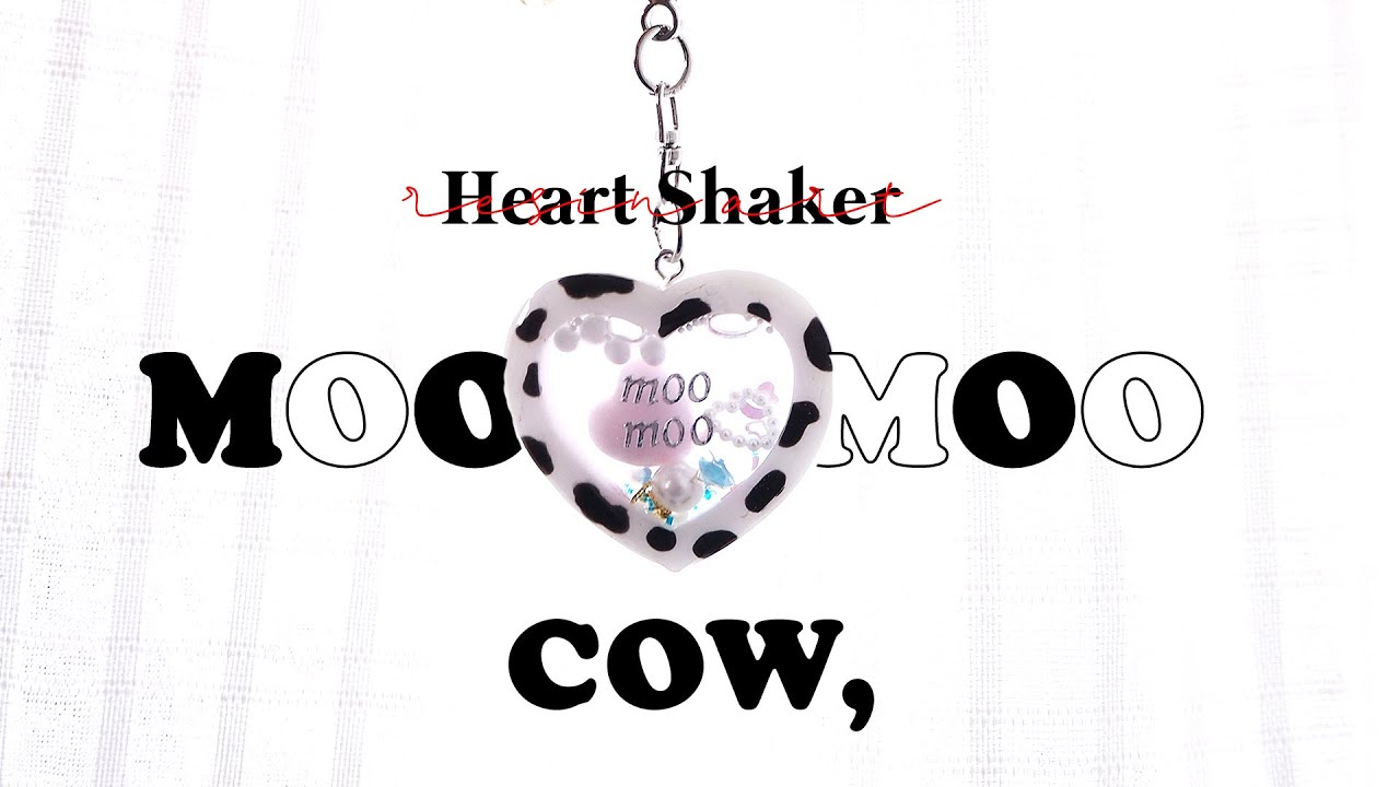 𝐡𝐨𝐰 𝐭𝐨 #4 |  ทำพวงกุญแจเรซิ่น ลายวัว 🐄 , making cow skin resin  | heart shaker | 레진아트