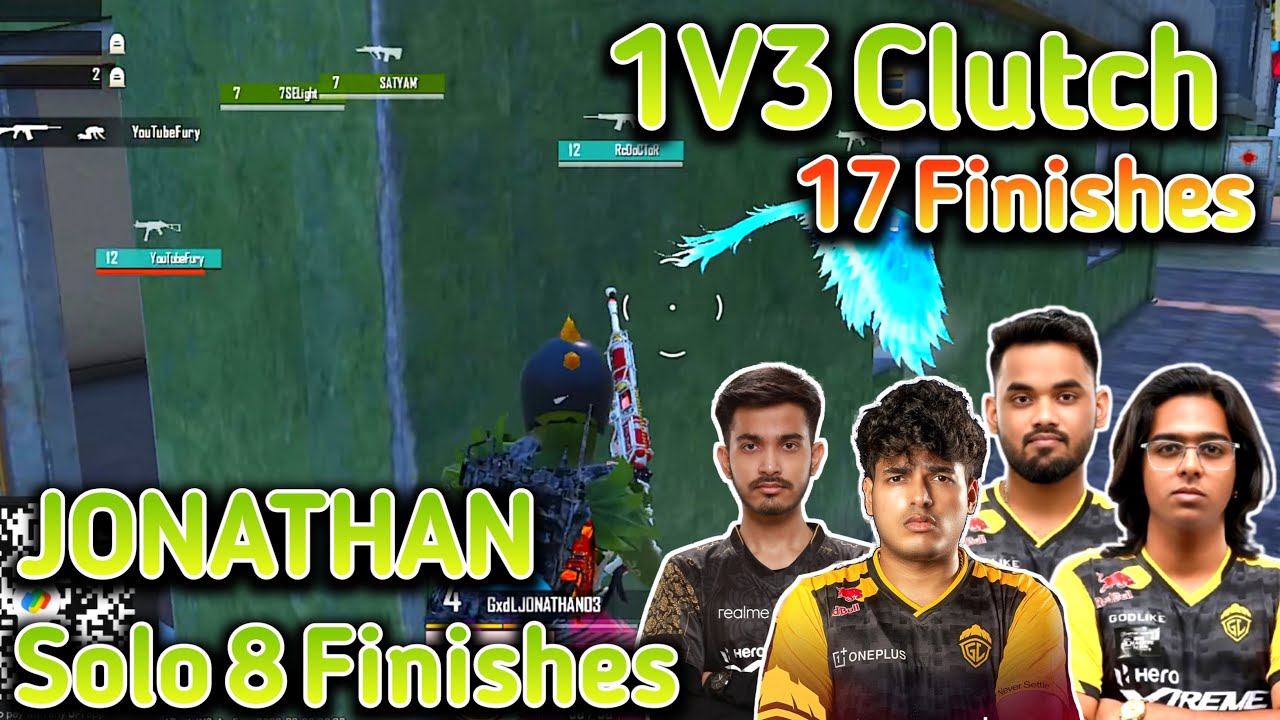 Jonathan Solo 8 Finishes 🥵Manya 1V3 TR 🥶GodLike vs TR 🔥