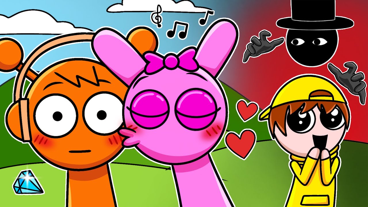 SPRUNKI INCREDIBOX 'OREN x PINKY x BLACK' CANCION de AMOR 🍊🌷🎶