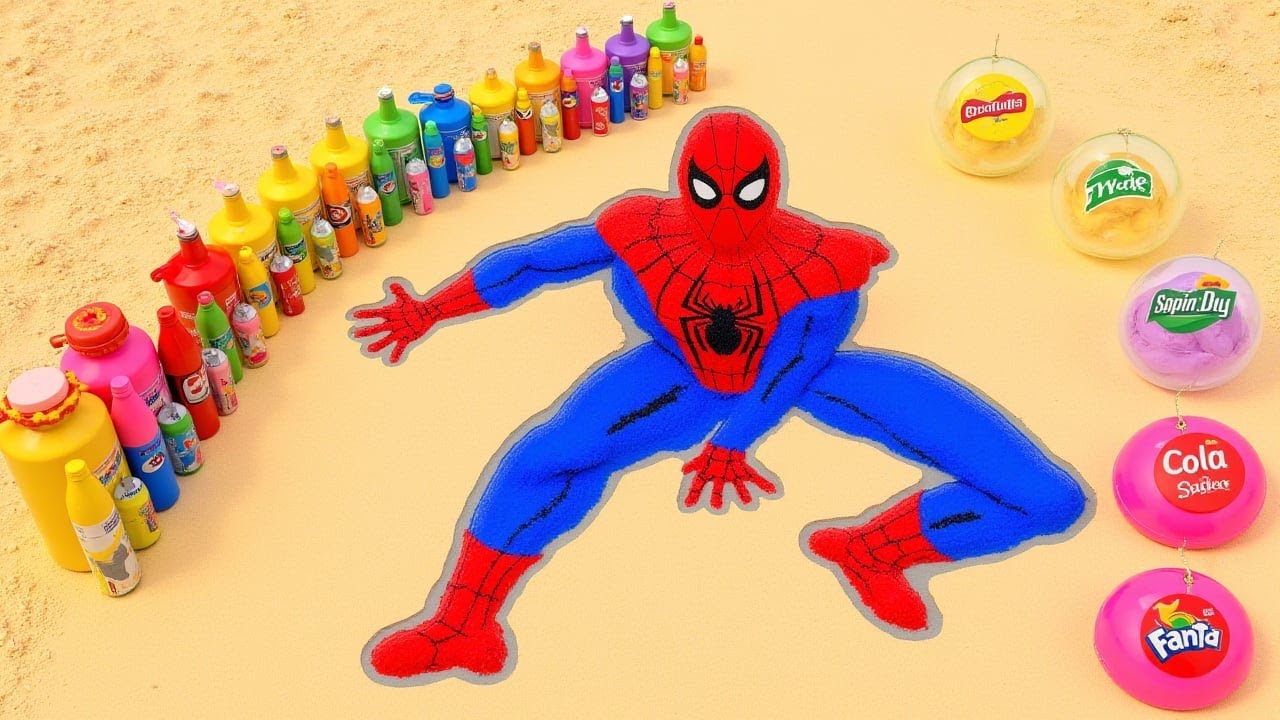 🕷️🌈 Spiderman Arcoíris vs Explosión de Refrescos 💥 con Orbeez y Mentos!