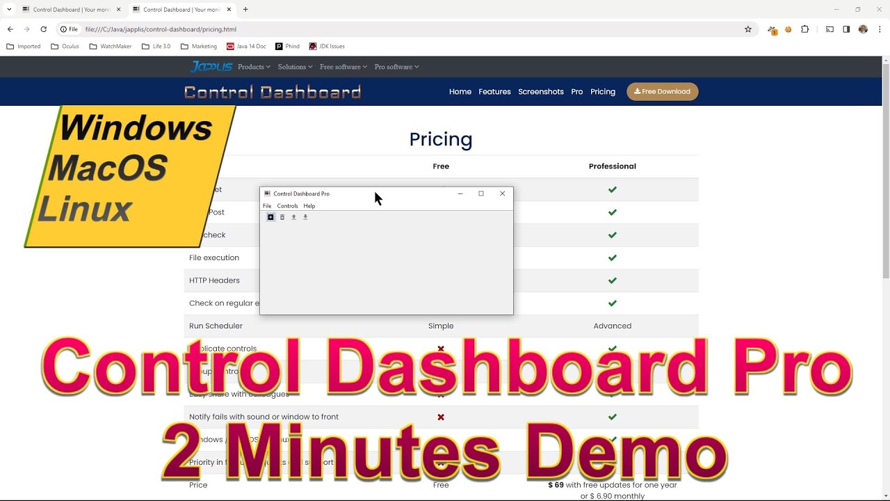 Control Dashboard Pro - 2 Minutes Demo