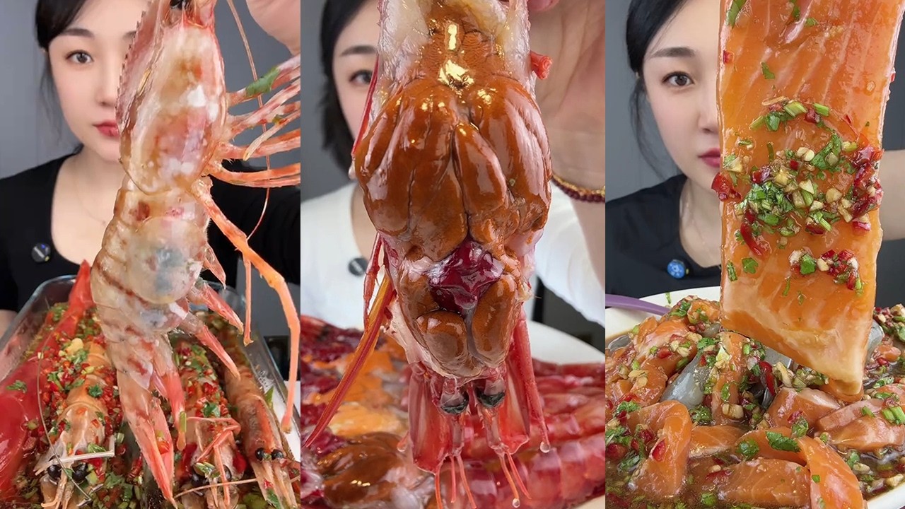 【Yummy】Marinated Shrimp Platter + Red Devil Shrimp + Cold-Dressed Salmon and Shrimp🐠🦐🍋🧄🌶#mukbang
