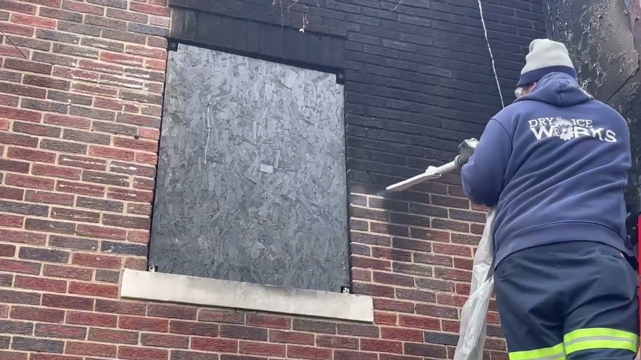 Removing Soot From Brick with Dry Ice Blasting