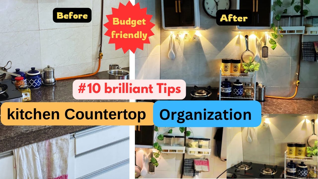10 best kitchen countertop organization ideas |rental friendly small kitchen countertop organization
