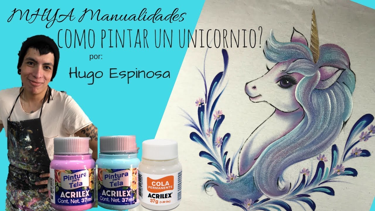 Pintura en tela//como pintar un unicornio//personaliza tu playera con Hugo Espinosa pt. 1