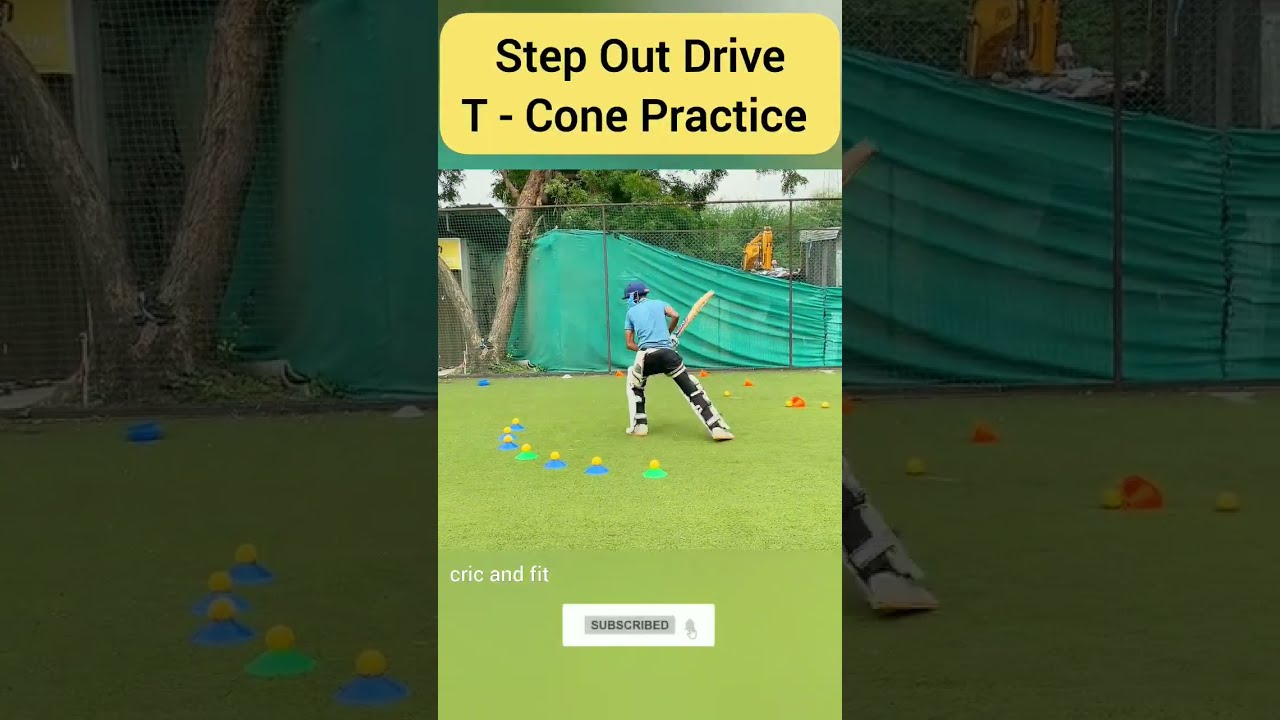 Step Out Drive with T Cone Practice Drill 🔥🔥 #cricket #cricandfit #youtubeshort #shorts #viral