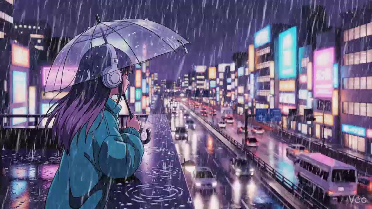 Japanese Neon City Rain 🌧️ Lofi Chillhop for Study & Focus