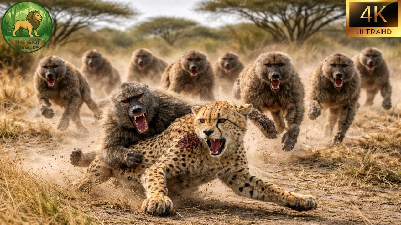 Giữa Savanna Khốc Liệt – Khỉ Đầu Chó Đối Đầu Báo Cheetah Trong Cuộc Di Cư Sinh Tử