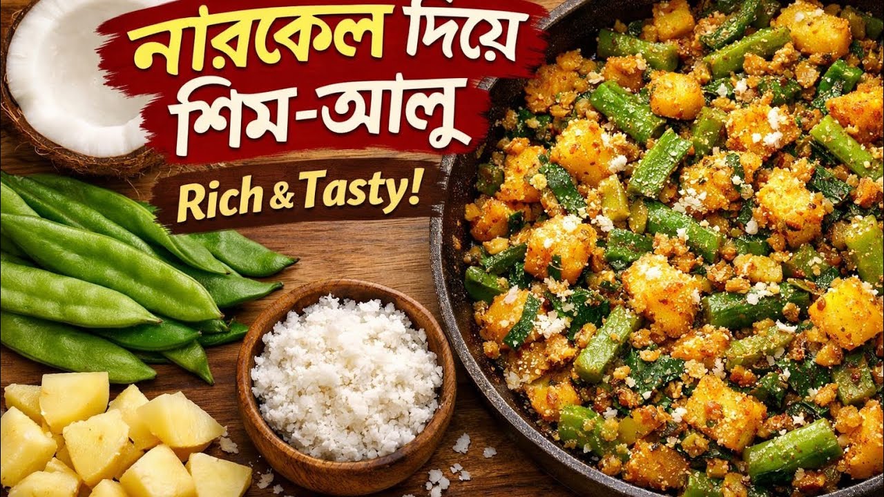Shim Aloo With Coconut | Rich Bengali Style Veg Curry | Apnar Rannaghor 