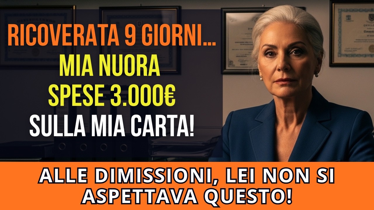 Ricoverata 9 giorni, la NUORA spese 3.000€ con la mia carta. All'uscita ho visto l'estratto e…