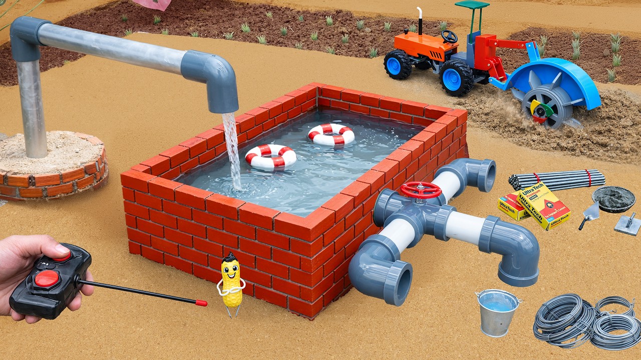 Budowa miniaturowego systemu wodnego DIY z nowoczesną maszyną do kopania rur 🚰 Satysfakcjonująca konstrukcja