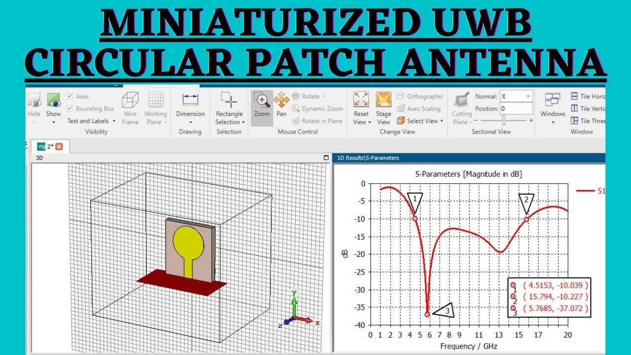Design miniaturized UWB circular patch antenna | Bandwidth | Directivity | Gain Measurment