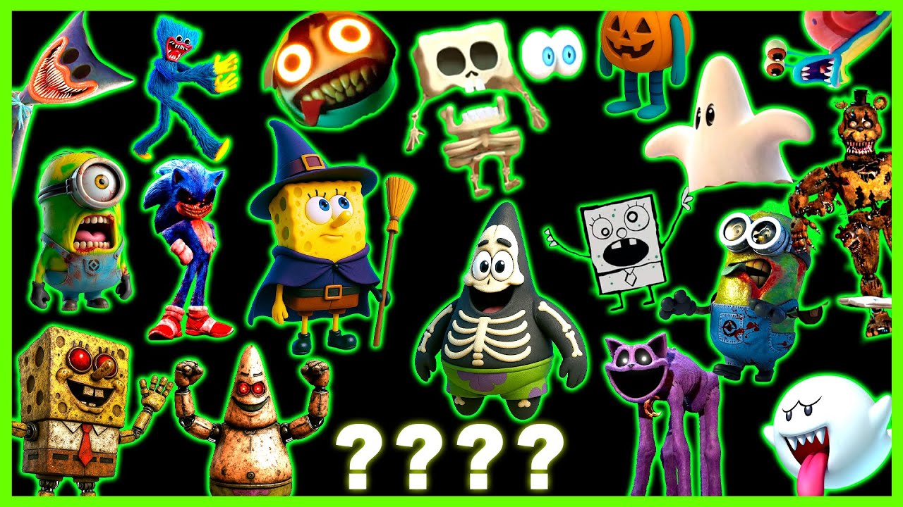 59 🎃👻HALLOWEEN Spongebob Minions Digital Circus Mega Compilation!!! Sound Variations in 706 Seconds