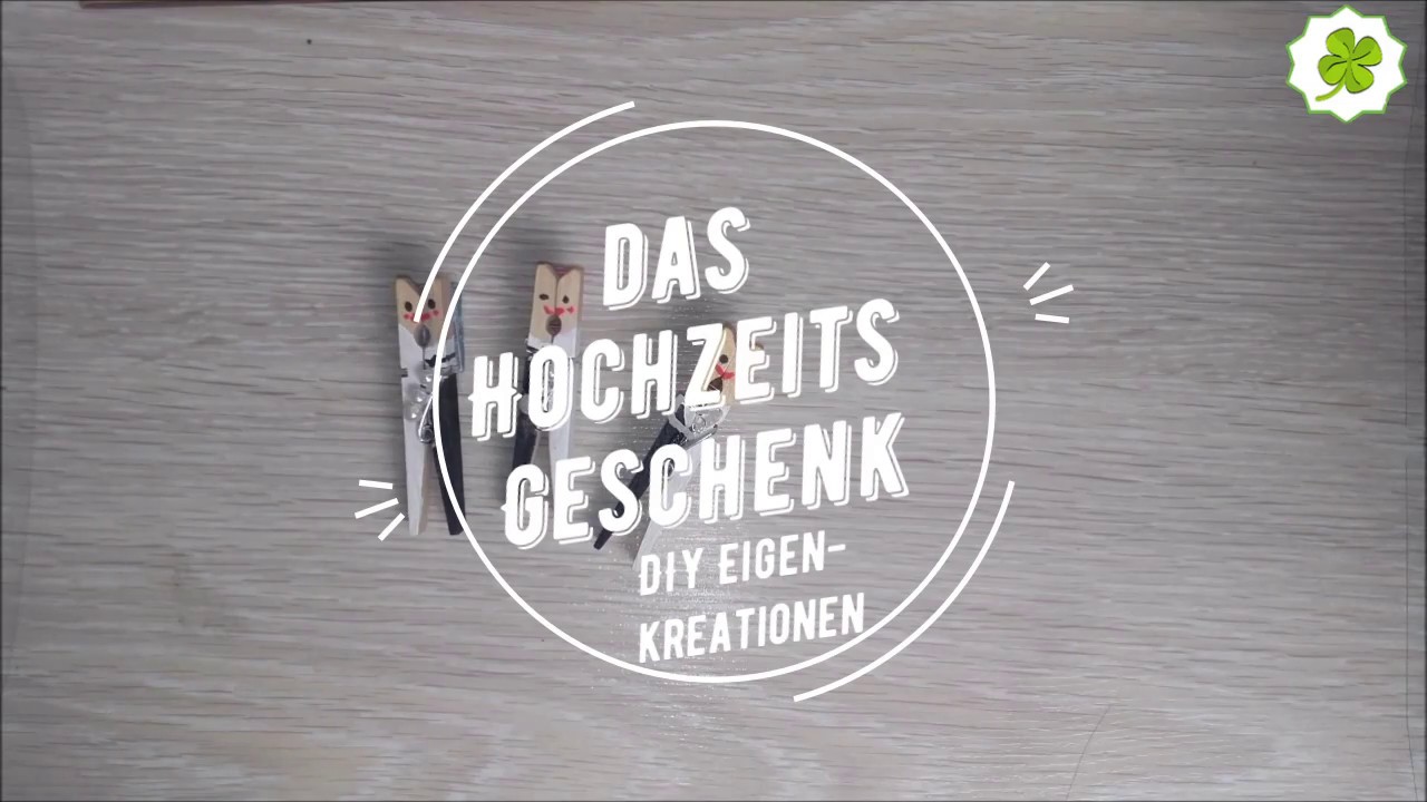 Braut und Bräutigam aus Holzklammern basteln.