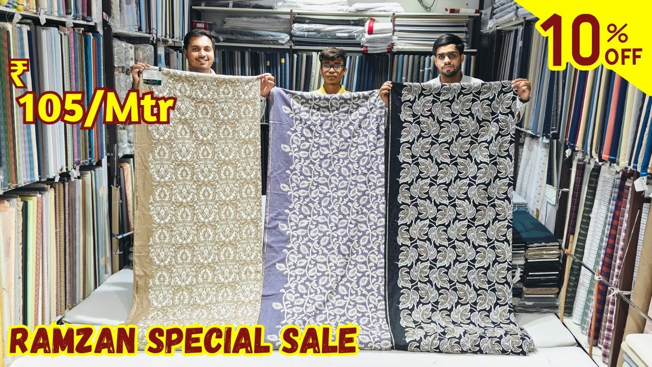 Ramzan Special Offer 100% Pure Lenin Suiting, Shirting Menswear On #10%OFF Fancy Fabrics Madina