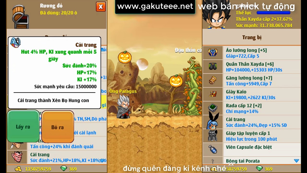 Ngọc rồng online | V&agrave;i ph&uacute;t show nick | gakuteee ☆