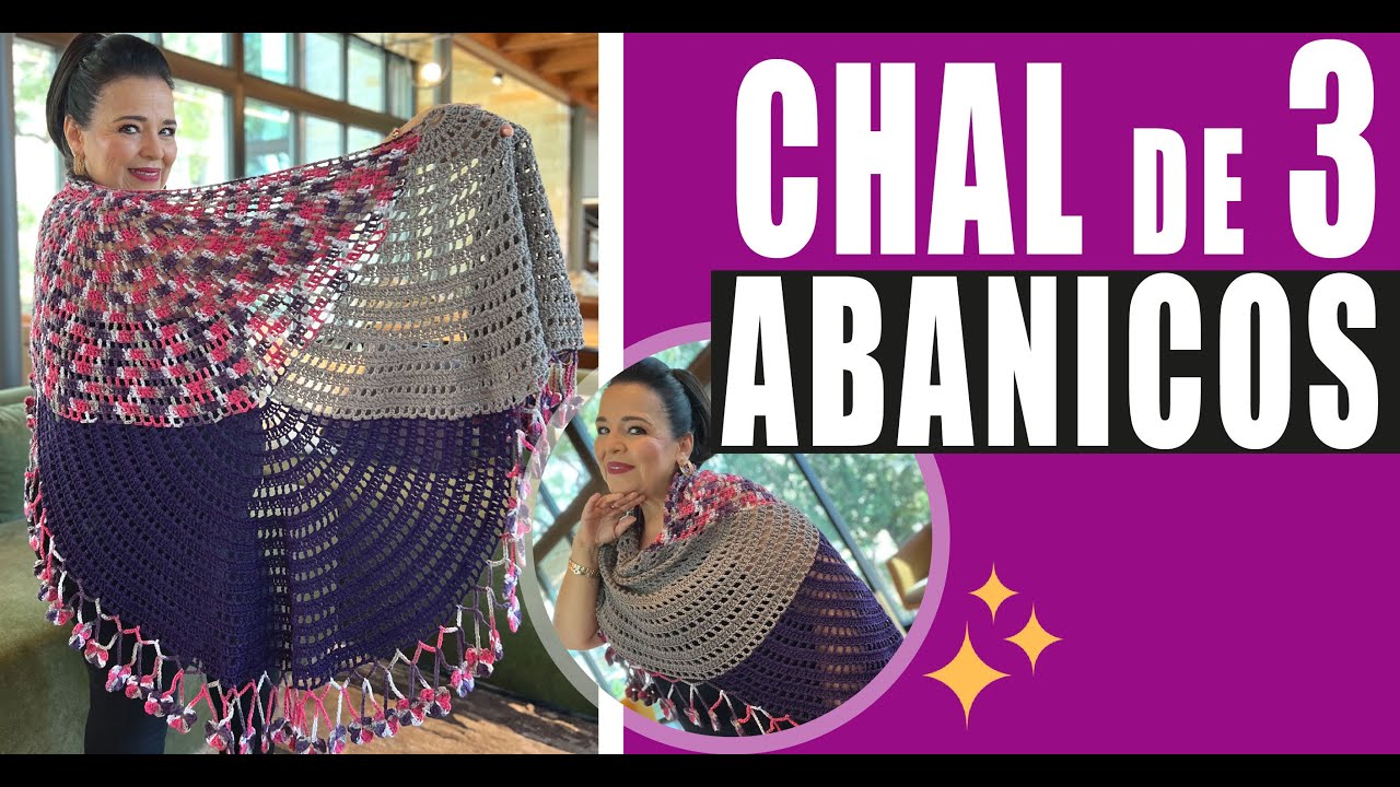 ✨ ¡3 ABANICOS! Espectacular Chal TEJIDO / Cómo tejer ​😍 Yo Tejo con LAURA CEPEDA