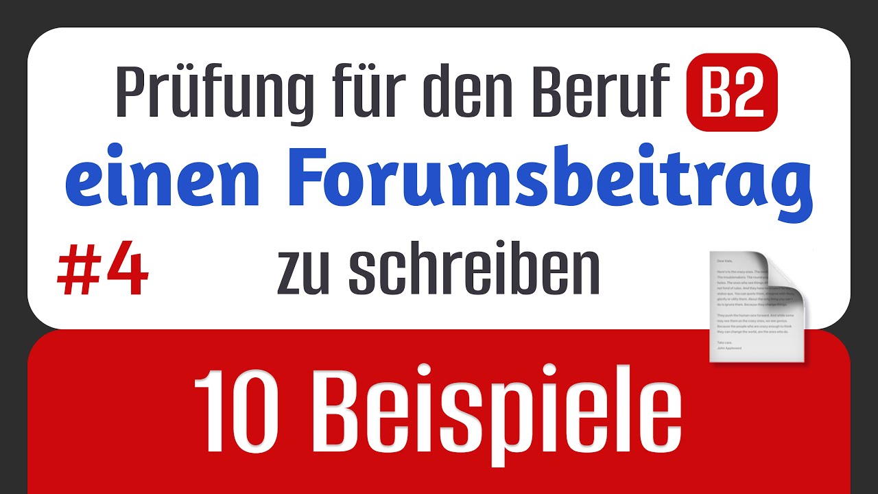 Forumsbeitr&auml;ge B2 Beruf: 10 Beispiele zur Pr&uuml;fung DTB B2