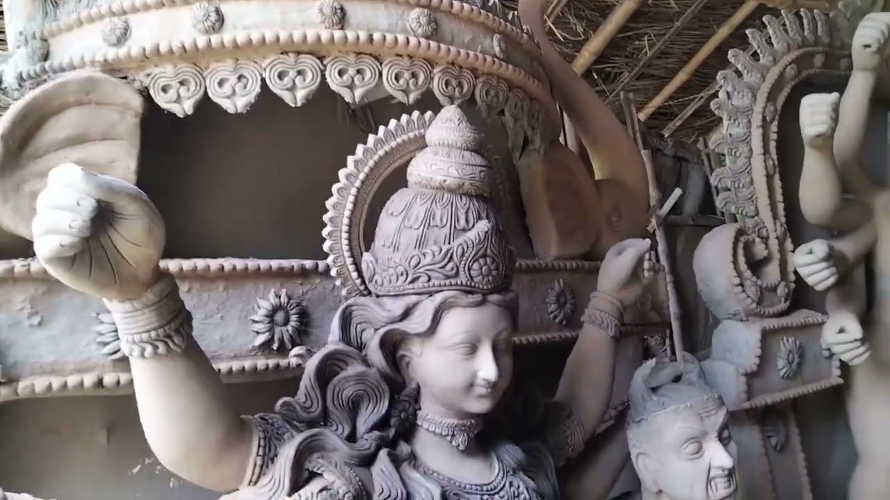 दुर्गा मूर्ति फिनिशिंग मिट्टी पेंटिंग जल्द से  कैसेकरें blogging video painting taiyari kaise