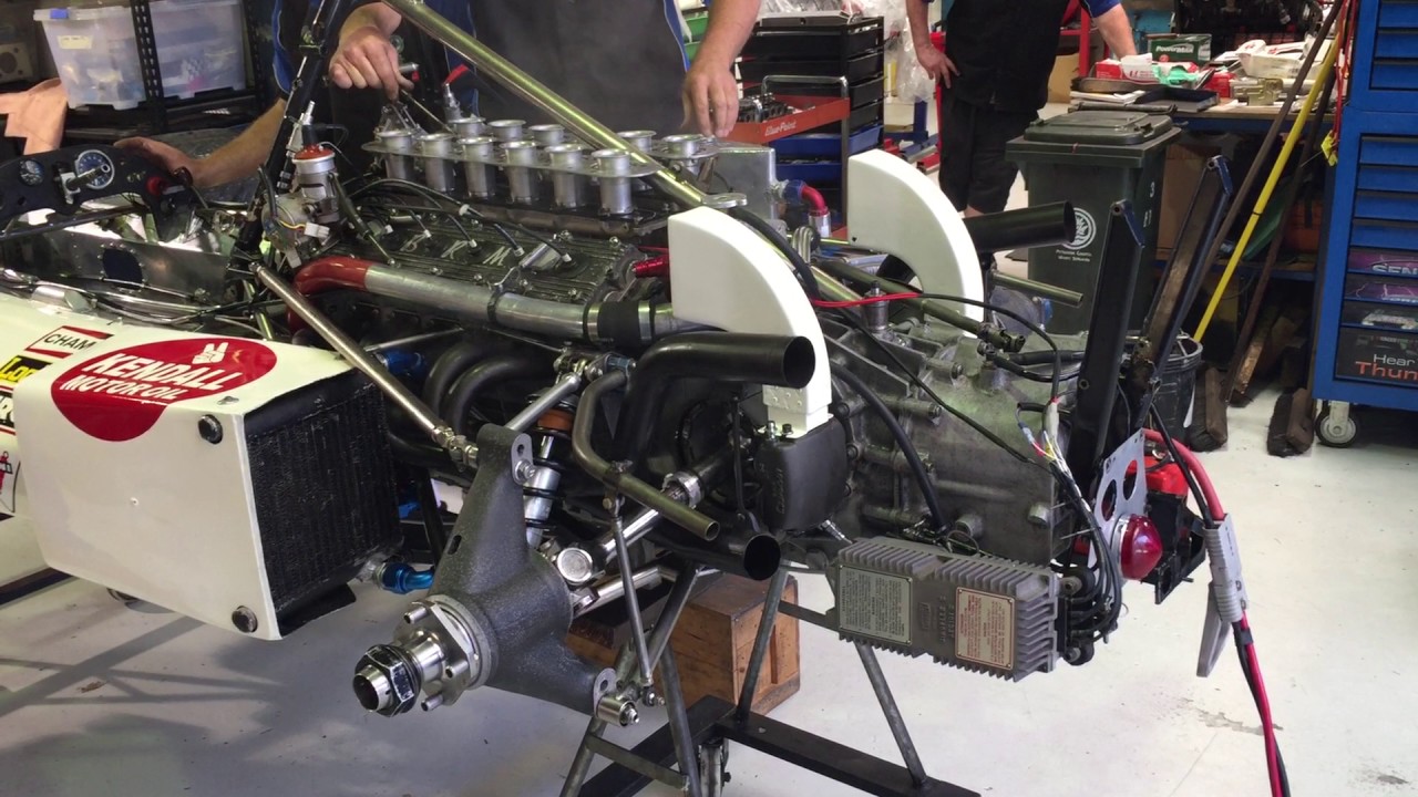 V12 3 litre motor in 1973 BRM P160E chassis 10 first start up after a 2 year rebuild.