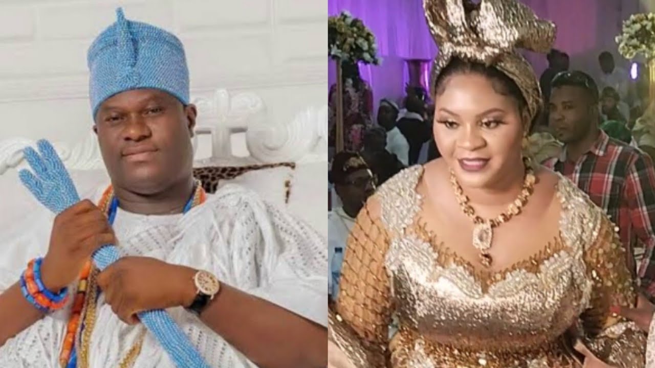 See how ooni of Ife And His Wife Queen Tobi Dance On Stage At Their Twins naming