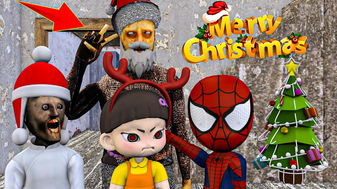 Playing as SpiderMan x Granny x Grandpa x Labubu call Tung Tung Sahur x Baby Spider in Granny House