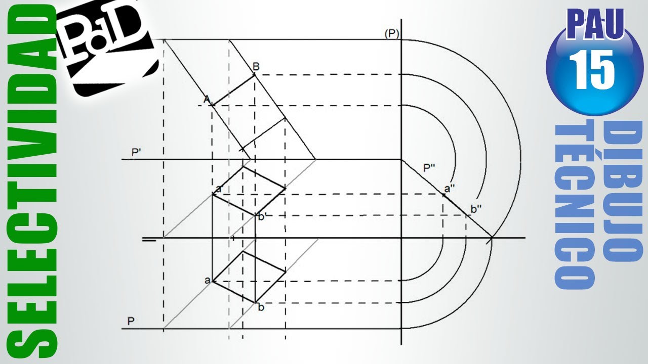 PAU #015 Cuadrado en plano paralelo a LT (Dibujo Técnico Selectividad - Cantabria/2000)