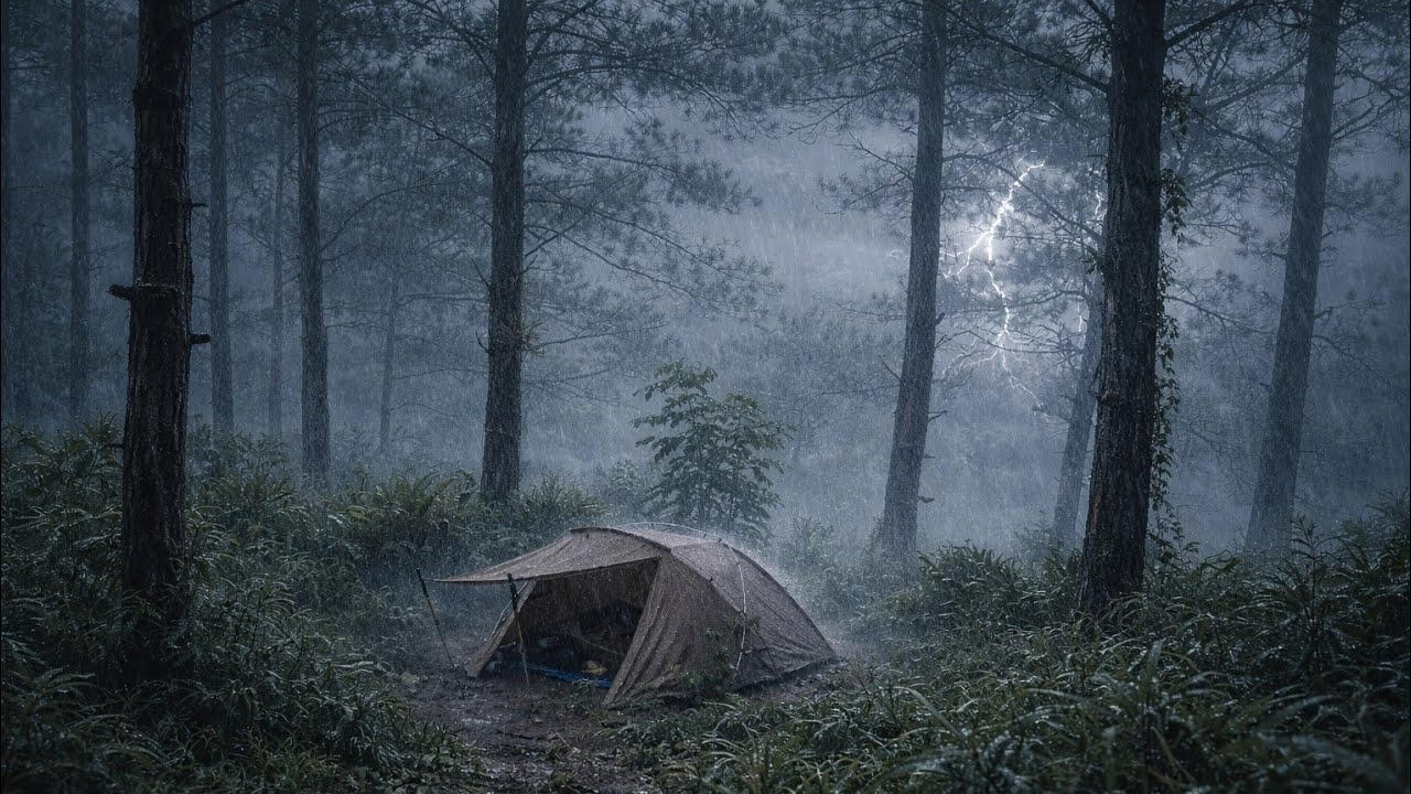 ENJOYING BAD WEATHER, THUNDERSTORM AND VERY HEAVY RAIN | CAMPING IN HEAVY RAIN