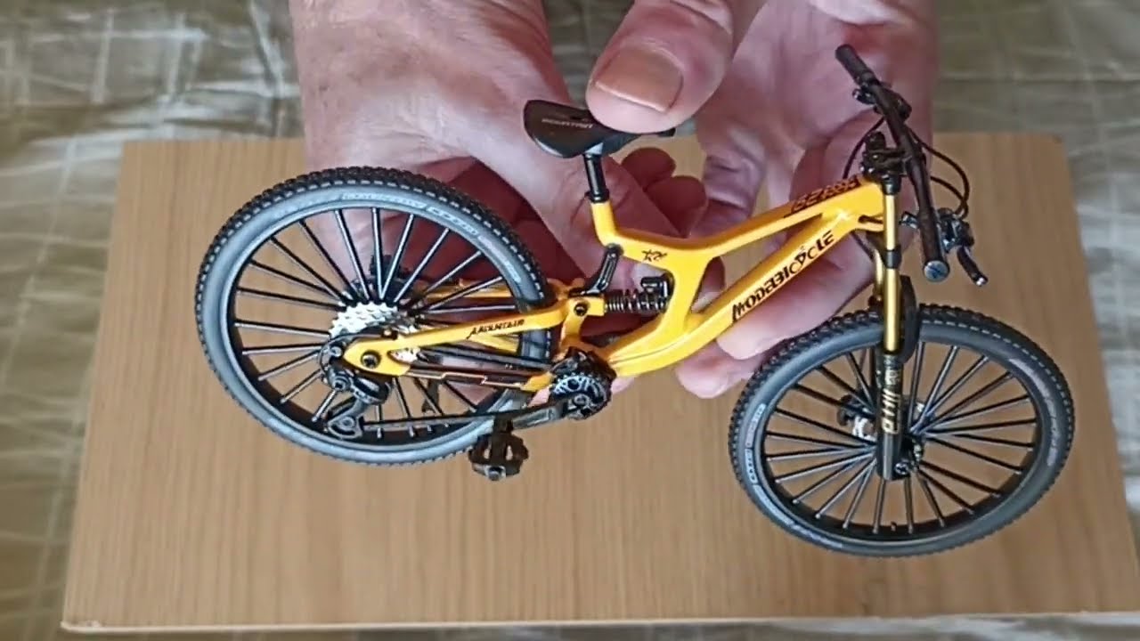 Scale model downhill.mountain bike that looks like a Santa Cruz V10
