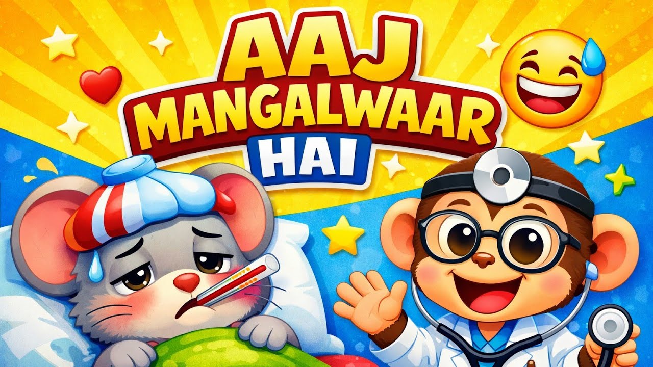 Aaj Mangalwaar Hai | Chuha Beemar Hai | Funny Kids Rhyme 🎵Aaj Mangalwaar Hai Chuha Beemar Hai 🐭 