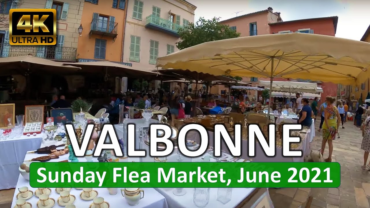 Valbonne, France • Sunday Flea Market • Côte d'Azur • June 6, 2021 • Virtual Tour 4K HDR