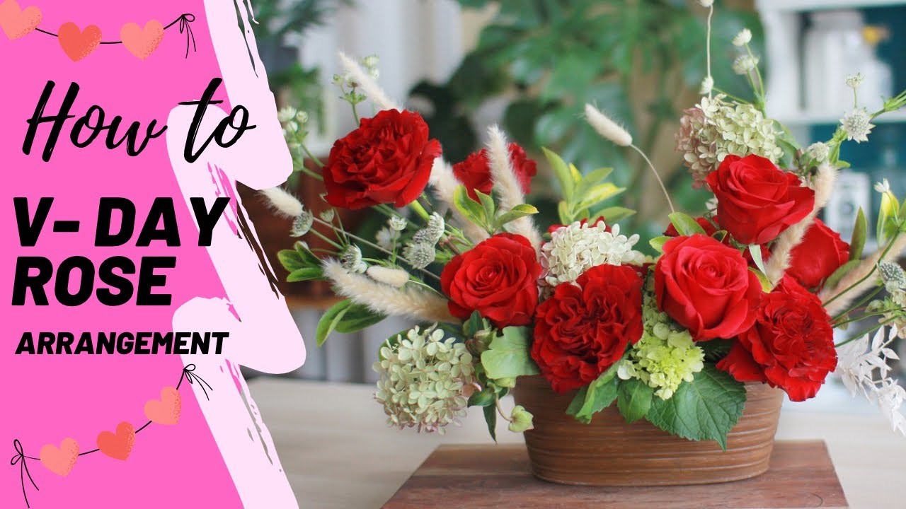 How to Make Valentine's day Rose Arrangement | DIY Valentine's Day Floral centerpiece
